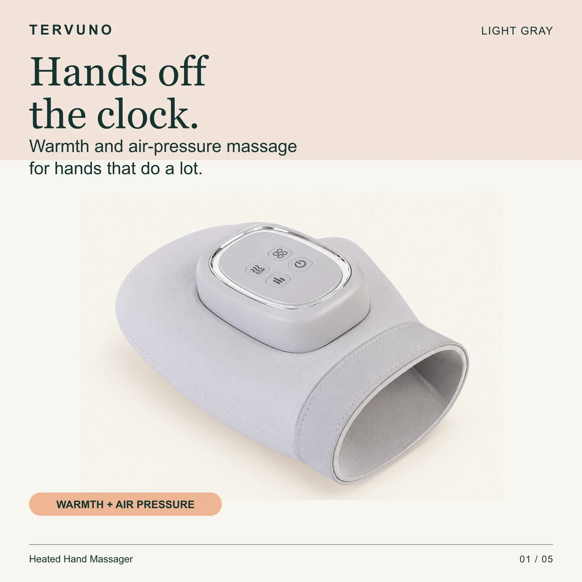 Light Gray heated hand massager with top control panel